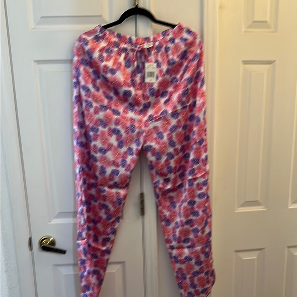Secret Treasures Floral Pink and Purple Silky Pajama Pants Medium
